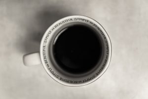 Downward angle on a coffee cup